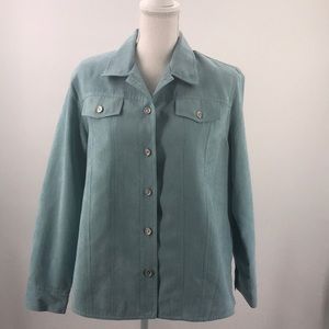 Alfred Dunner Aqua Blue Microsuede Shirt J…